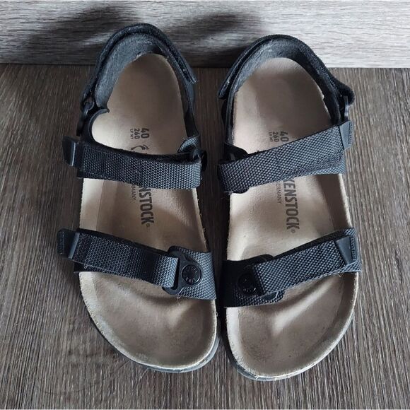 BIRKENSTOCK Kalahari Birko Flor in Black Size 40, US 9-9.5 - Picture 1 of 7